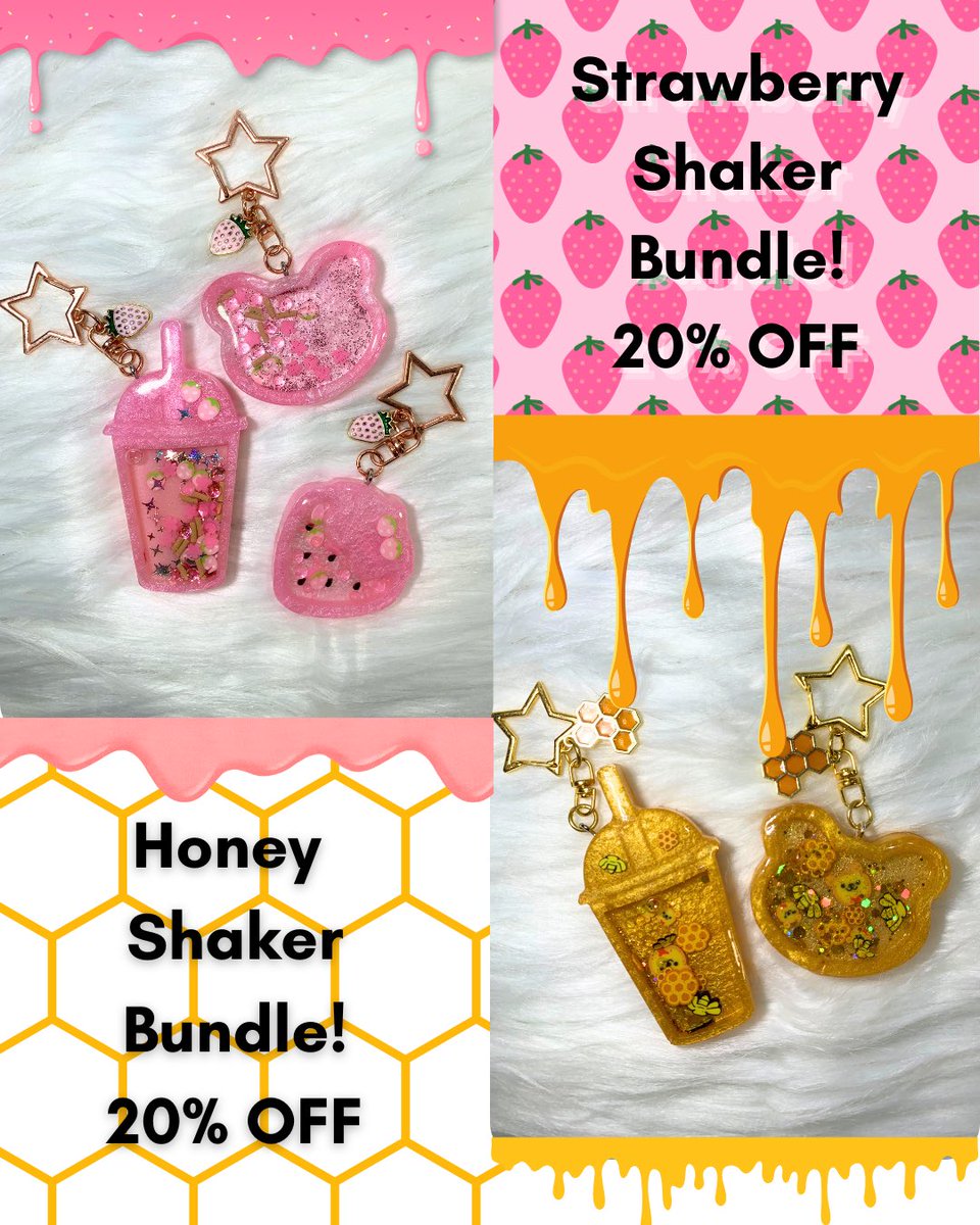 I just listed 
ONE 🍓Strawberry Shaker🍓 Bundle and 
ONE 🍯Honey Shaker🍯 Bundle!
Each for 20% off! 
First come, first serve!
jadedaesthetica.Etsy.com