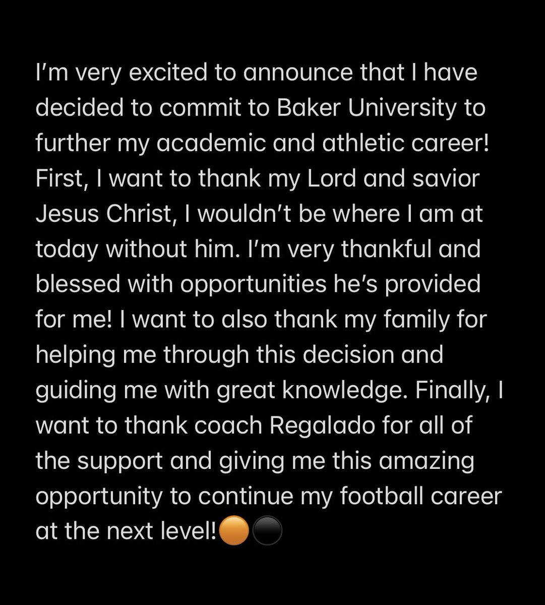 BraydenHeck's tweet photo. @CoachMRegalado @BakerAthletics @BakerU_Football https://t.co/isteetBxGx