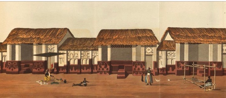 Plumbing system of the Ashanti empire : Many houses especially in the capital were two stories high, cleaned, decorated and well maintained. There was also indoor plumbing, toilets were flushed with gallons of boiling water and plantain fibre was used as toilet article.