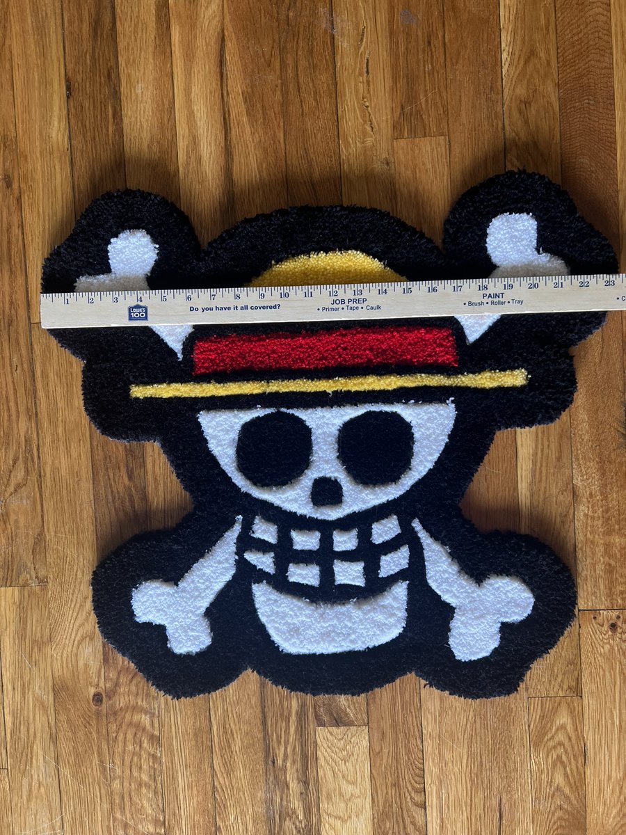 STRAWHATS LOGO ☠️🏴‍☠️
(23 x 20 inches)
FLASH SALE ⚡️⚡️⚡️
Get this one for $80+shipping depending on your location. 😁
DM ME FOR MORE INFORMATION!
#tufting #tuft #tuftedrug #tuftingworld #anime #onepiece #strawhats #skull #manga #luffy #tuftingart #onepieceanime #commissionsopen