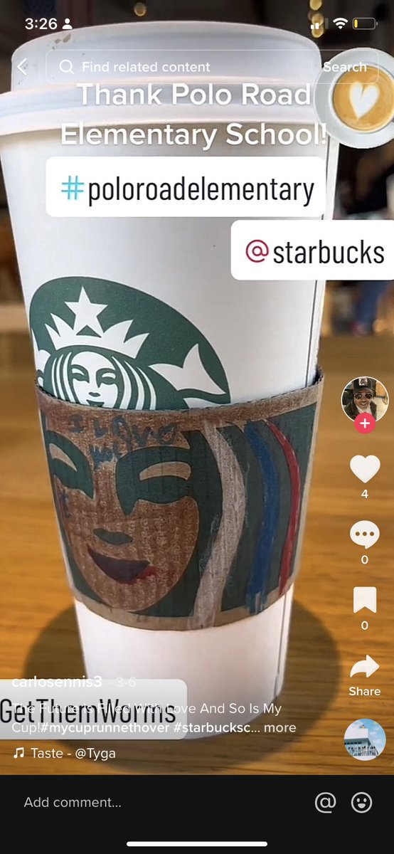 PRE_Shortman's tweet photo. This is a screenshot of someone’s TikTok who appreciated Polo Road Elementary and their words of kindness and motivation.  #Starbucks #PRE_explorers https://t.co/vicbXeYePv