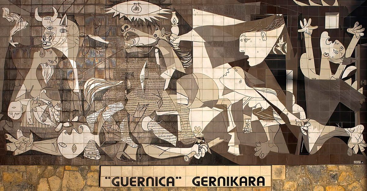 Arteymas_'s tweet image. Guernica es un cuadro de Pablo Picasso, pintado en París entre los meses de mayo y junio de 1937, cuyo título alude al bombardeo de Guernica, ocurrido el 26 de abril de dicho año (1937), durante la guerra civil española. Fue realizado por encargo del director general de Bellas…