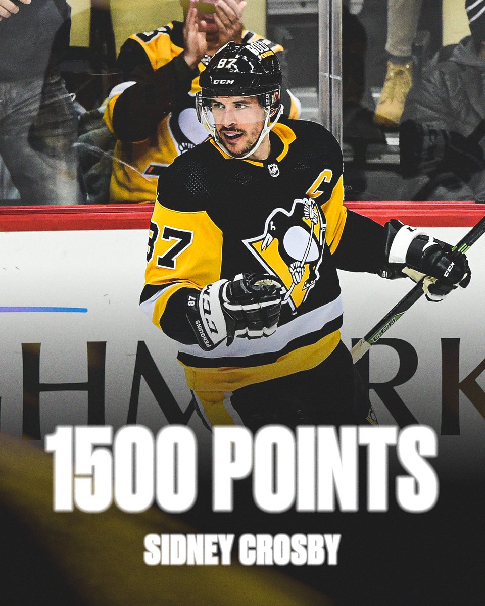 Among the 15 players in NHL history to score 1,500 career points, Crosby was the sixth-fastest to reach that milestone 👏
