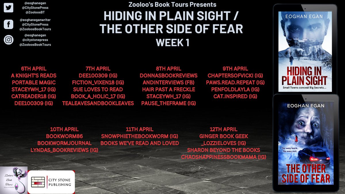 ZooloosBT's tweet photo. HUGE thanks to @karlou @lilmissmorfett and #pause_theframe for your posts on the #HidingInPlainSight and #TheOtherSideOfFear #booktour
We are back with @chaptersofvicki @pawsreadrepeat #penfoldlayla and #catinspired
@eoghanegan @CityStonePress
#HidingInPlainSight #ZooloosBT https://t.co/A3gRw8y9jy