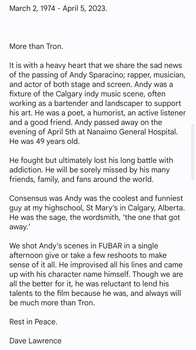 Terry_Cahill's tweet image. R.I.P.
Andy Sparacino