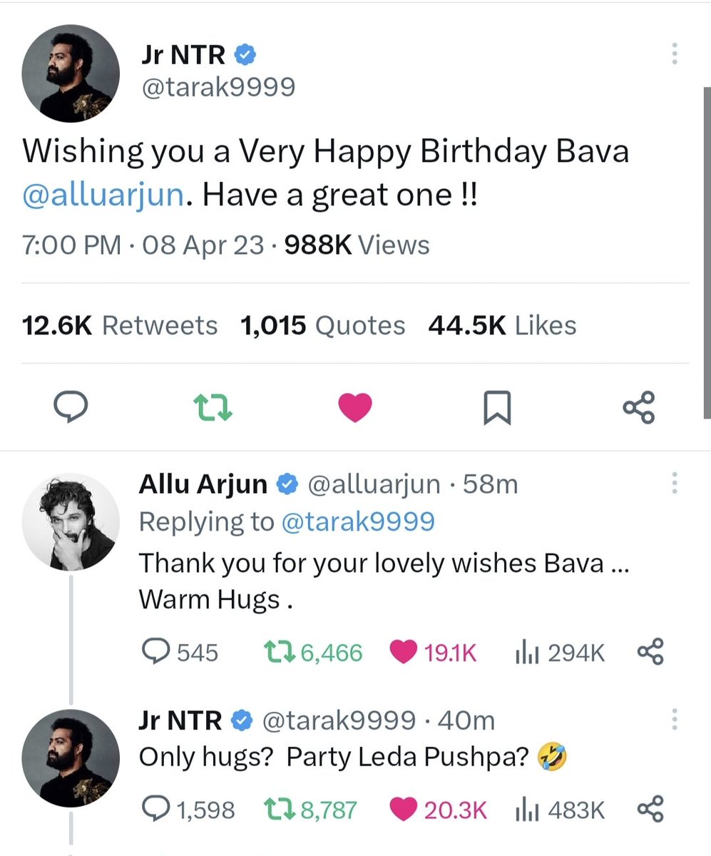 Shivatalks1's tweet photo. Excellent bonding 🔥❤️😂
#JrNTR #HBDAlluArjun #AlluArjun𓃵 #NTR𓃵 #JrNTRinWar2 #Trending https://t.co/5Mk0TjcoFs