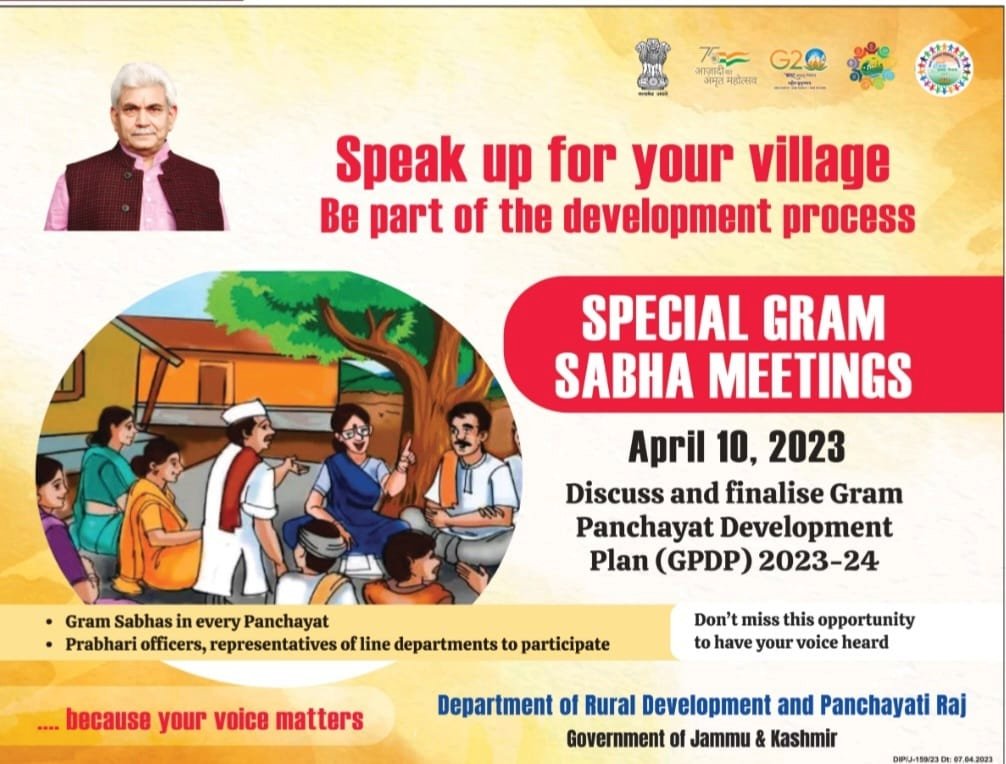 J&K govt to organise special Gram Sabha meetings on April 10th across J&K to allow locals to come together and participate in decision-making.

@diprjk @manojsinha_ 
@OfficeOfLGJandK
@DrBilalbhatIAS
#JammuAndKashmir #Srinagar #likeforlikes  #Panchayat #VoiceMatters