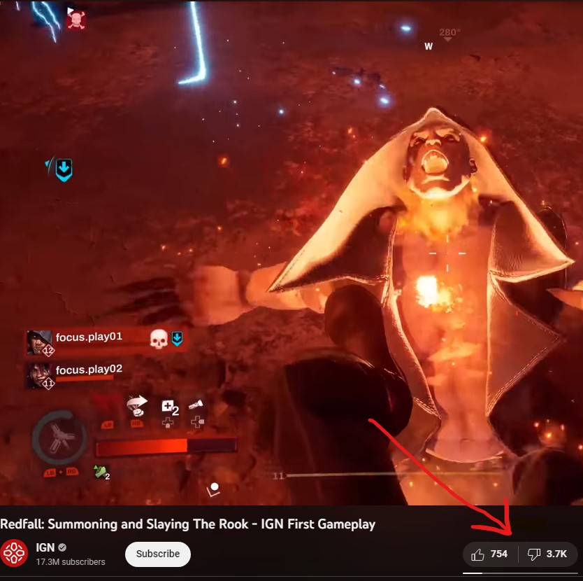 THE RED DRAGON on X: New Redfall gameplay from IGN has under 800 likes but  has nearly 4,000 dislikes. Aside the terrible gameplay due to the person  playing - Many in the