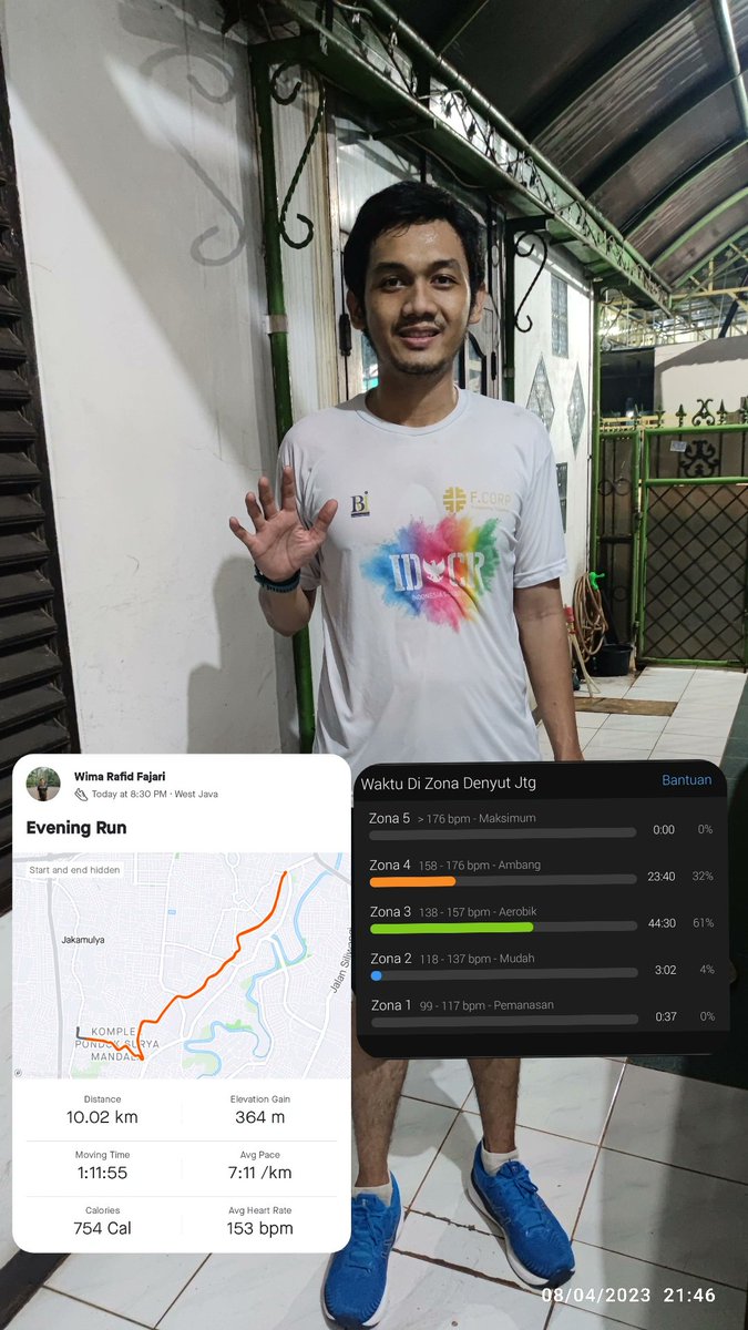 wimarafid's tweet photo. @tirta_cipeng Satnite longrun dok @tirta_cipeng 
HR Zona 3 61%, zona 4 32% pace 7.11
Semoga bisa makin rileks di zona aerobik dgn pace yg lebih kuenceng 😄
#challengetirtacipeng https://t.co/Wy1Kbih1SH