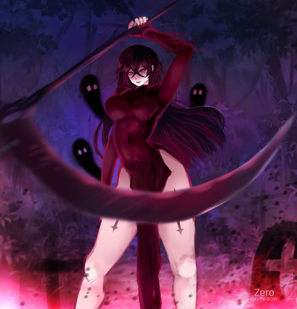 lynxiaow's tweet photo. Tried a different art style approach to Lady Death 👻
My second entry for @0w0rb art's contest~
#orbarts #artcontest https://t.co/zKsMhHZmwZ