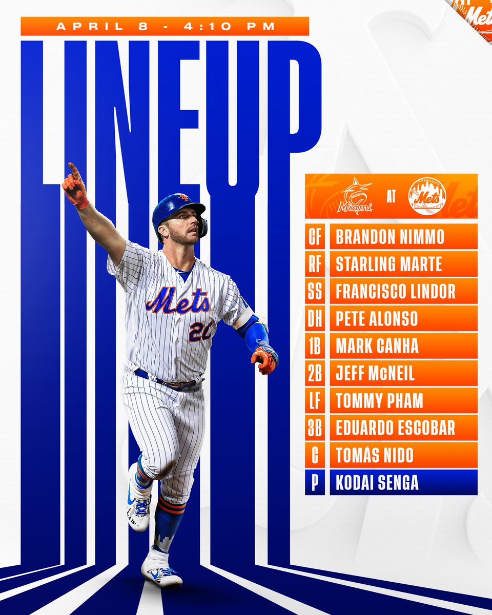 Mets's tweet photo. Saturday starters. #LGM

🆚 Miami
💪 @kodaisenga 
📺 @SNYtv
📻 @wcbs880 https://t.co/1e1Gulqwph