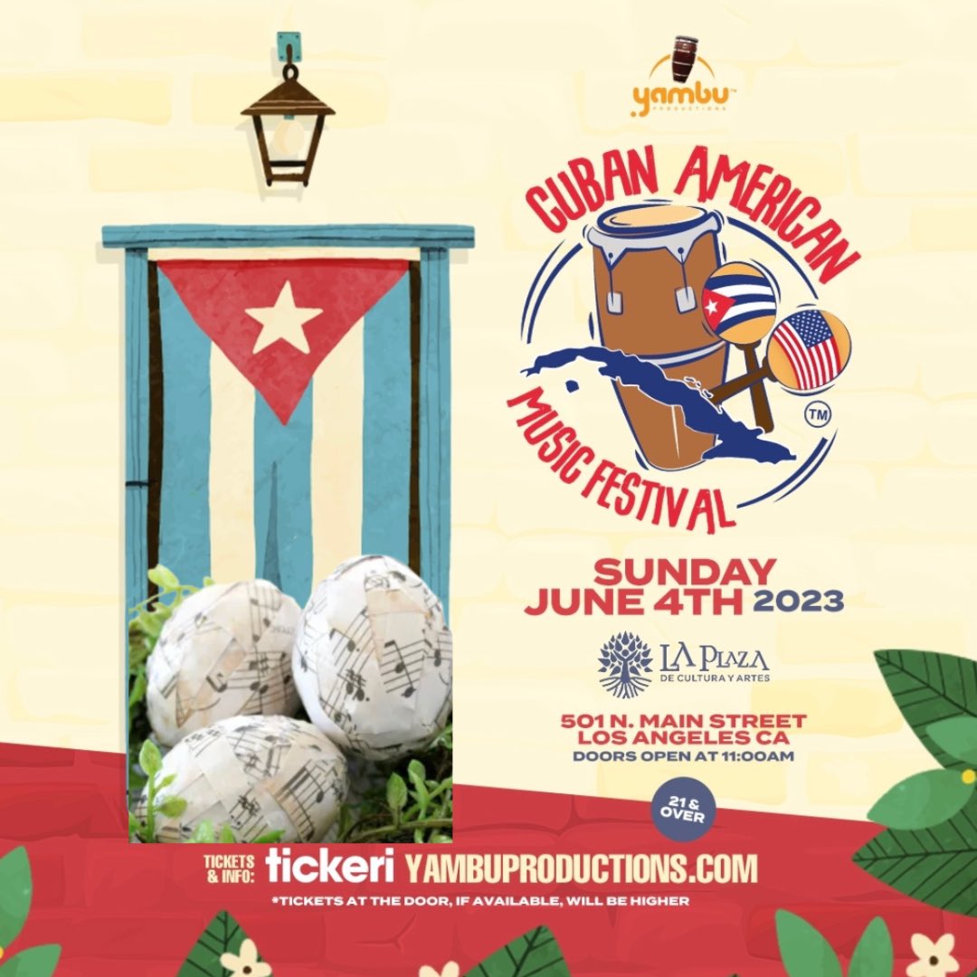 Cuban Fest Easter Sale
Discounted txt here: bit.ly/cubanfest2023
Cuban American Music Festival
Sunday, June 4th 2023 @ LA Plaza de Cultura y Artes in DTLA