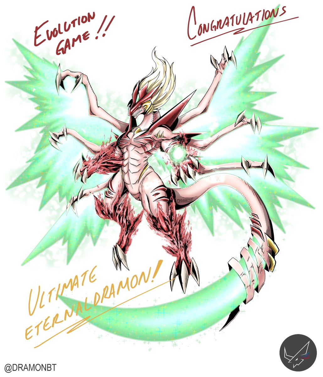 DramonBT's tweet photo. This is the end of the Evolution Game!!!
ETERNALDRAMON
It is the eternal dragon, an omnipresent entity whose presence has not been noticed.
Thank you very much for all the support, until next time!
#Evolutiongame #Digimon https://t.co/iye1VX6k4r