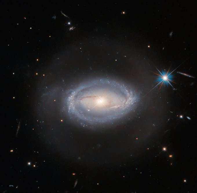 About 390 million light-years away, the galaxy Z 229-15 shines in this #HubbleFriday image!