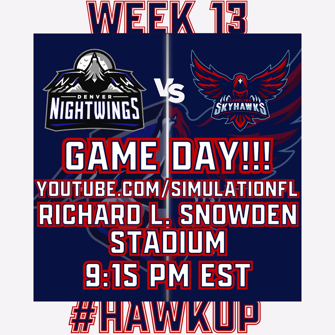 It's game day and the #SkyGang is looking to flex our air superiority over the <a href="/SFL_Nightwings/">Denver Nightwings</a>. This game is a must win so make sure to tune in tonight as we #HawkUp. #WeWantTheSmoke #NoOneOutPizzasTheHawks