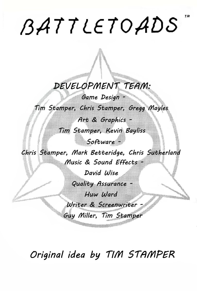 AMPHIBIANZ1987's tweet photo. BATTLETOADS Development Team:

@InTimsWorld
@Ghoulyboy
@Kev_Bayliss
@mrmbee
@Chris_Suth
@David_Wise
@M3jetman
@Madguy42

  🐸  🐸  🐸 
WARTSNALL!
  ❤️  ❤️  ❤️

    THANKS

#Battletoads #Retrogaming #Hardcoregame #Rareltd #Collecting #INSIDEBATTLETOADS #BattletoadsArchive https://t.co/U0rO0MCnvi