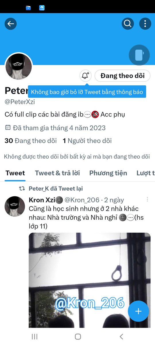 Kron_206's tweet photo. Do 1 vài phút sai lầm acc chính đã k coi dc video 18+ nữa vì k đủ tuổi nên mong mn quá acc phụ fl mik nha https://t.co/aGpLNqwYwq