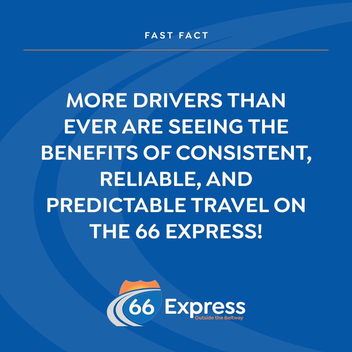 ride66express's tweet photo. Fast fact: More and more drivers are experiencing benefits of consistent, reliable, predictable trips on the #66Express #OutsideTheBeltway! Have you driven these new express lanes yet? Plan your trip at https://t.co/EFjRIveewW & #SitLessLiveMore https://t.co/MLGsDyEYZY