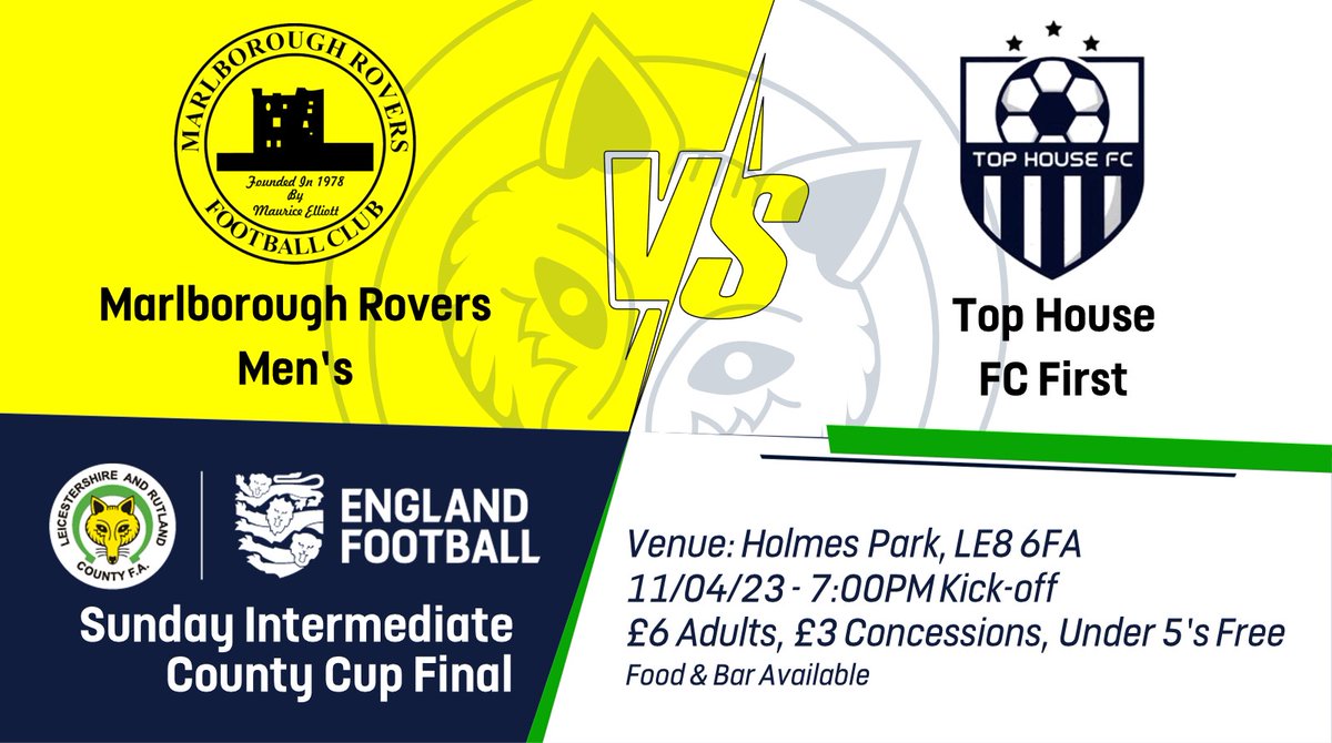 leicsfa's tweet image. Sunday Intermediate County Cup Final | Midweek Football action returns to Holmes Park on Tuesday! Join us for an exciting match!

🟡⚫ @MarlboroughRov Men's Vs @TOPHOUSEFC First 🔵⚪