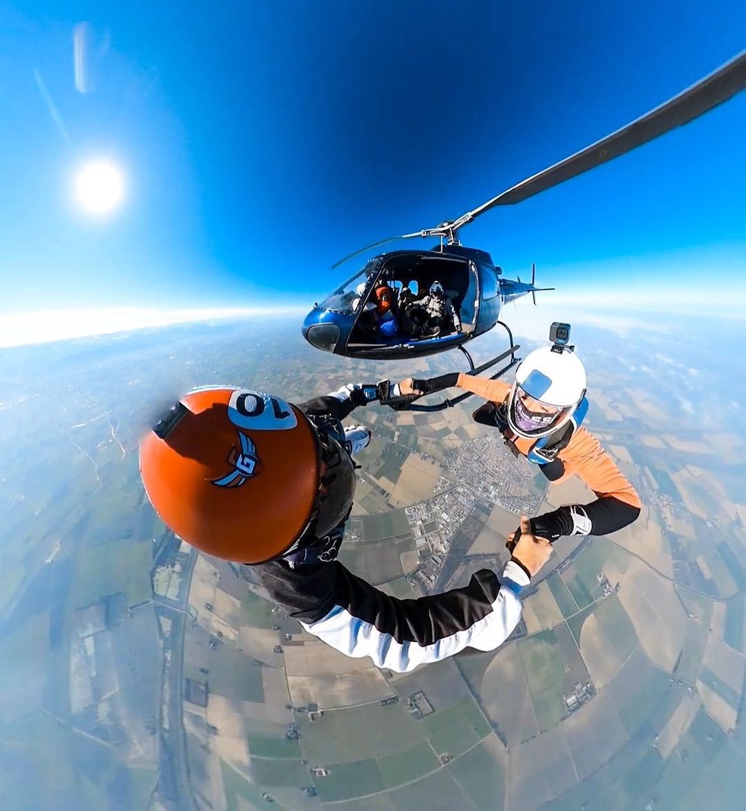 Free-falling through the clouds with #GoProFamily member sandrobigozzi (IG) + #GoProMAX! 🪂 #GoProMAX is… 👉 3 cameras in 1 👉 Fit with immersive 360 audio 👉 Compatible with over 30 mounts + accessories #GoPro #GoProUK #SkyDiving #Helicopter #360Degrees