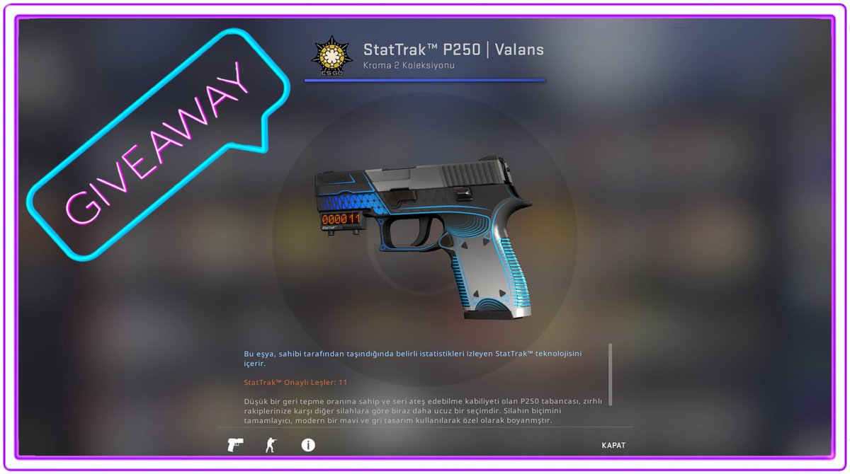 kurocase1's tweet photo. 🎁StatTrak™ P250 Valence GIVEAWAY🎉

✅RETWEET + FOLLOW   
✅LIKE + SUB + COMMENT      

✨Video Url : 
 👉https://t.co/08pEfDjIwo
 👉https://t.co/WlkxySE4l6

���(ENDS İN 2 DAY)   
#CSGO2 #CSGO #Giveaway #Giveaways https://t.co/bIlRUaVcrt