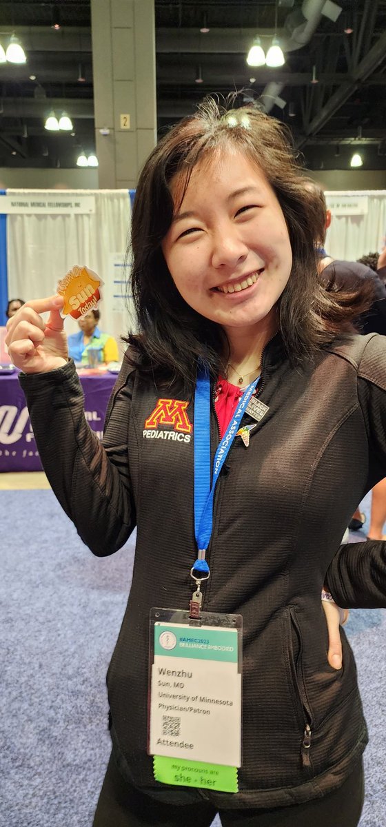 Dr <a href="/wendysunmd/">Wendy Sun</a> of <a href="/umnpedsres/">UMN Pediatrics Residency Program</a> representing UMN.  Born in China and grew up all over the Midwest.  She's loves Okome House. <a href="/SNMA/">Student National Medical Association, Inc (SNMA)</a> <a href="/UMNGME/">UMN GME</a> #AMEC2023