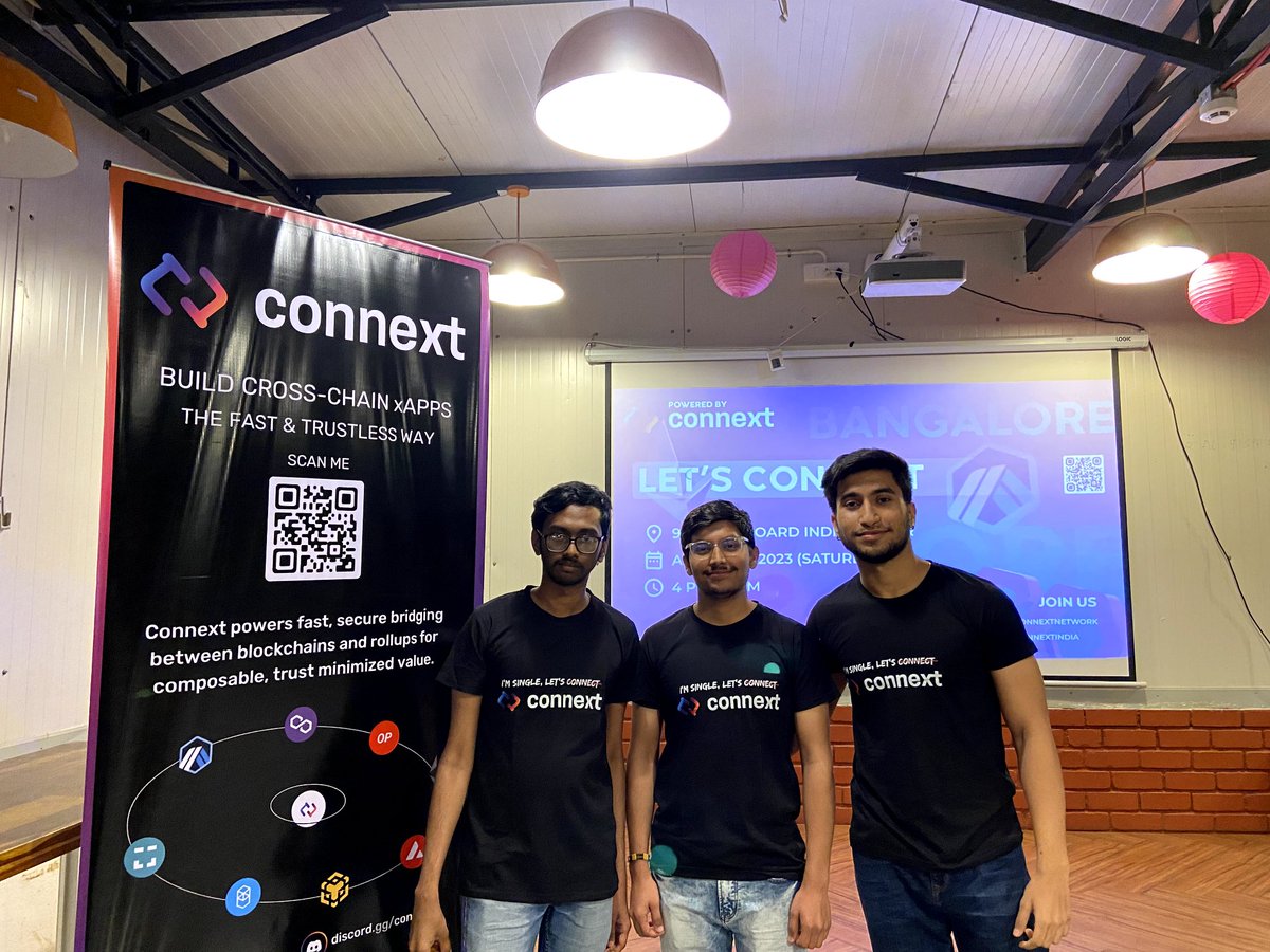 TNischith's tweet photo. Had a great time at Let's Connext Banglore hosted by Connext☺️🎉
Great event team connext ☺️
@ConnextIndia @aryanjain_in 
#LetsConnextBanglore 
#Connext
#web3 #blockchain https://t.co/lSW7TnBI7c
