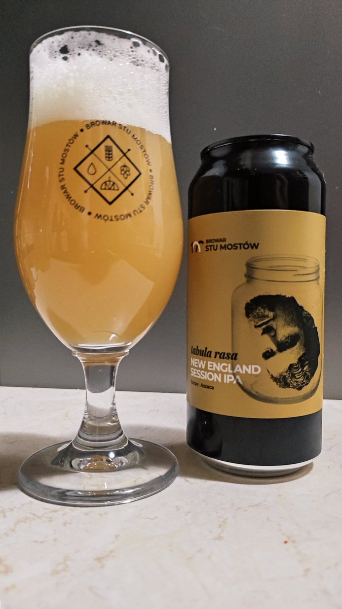 BojanowskiMarek's tweet image. #263
🍺 Tabula Rasa
🇵🇱 Browar Stu Mostów 
Session NEIPA
Alk. 5.0%
Ekst.wag. 12.0
3.5/5
#craftbeer #polishbeer #SessionNEIPA #NewEngland #piwokraftowe #browar #StuMostów #beergeak #beerpics #wroclaw
@BrowarStuMostow