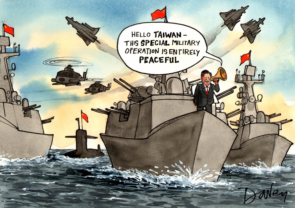 Is that Mr #Xi "doing a #Putin" or what? Guess he doesn't want to get left behind in the global willy-waving games. [Telegraph Sunday 9/4/23] #chinataiwan