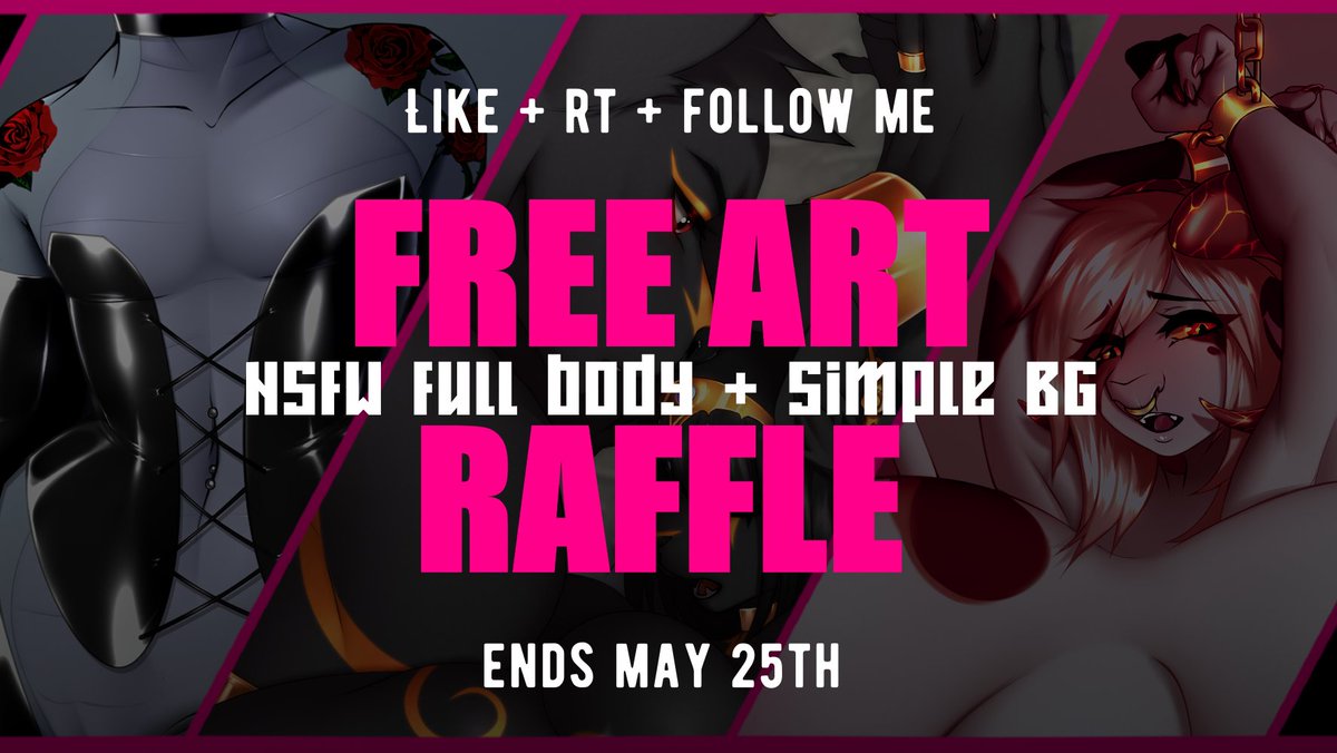 🖤RAFFLE🖤
 Time for a new free art!

One winner now
Every 150 RT + 1 winner 

HOW TO ENTER: 
🔥LIKE 
🔥RT 
🔥FOLLOW ME  
🔥ENDS MAY 25th 

Winners get NSFW full body + simple BG  
#artraffle #raffle