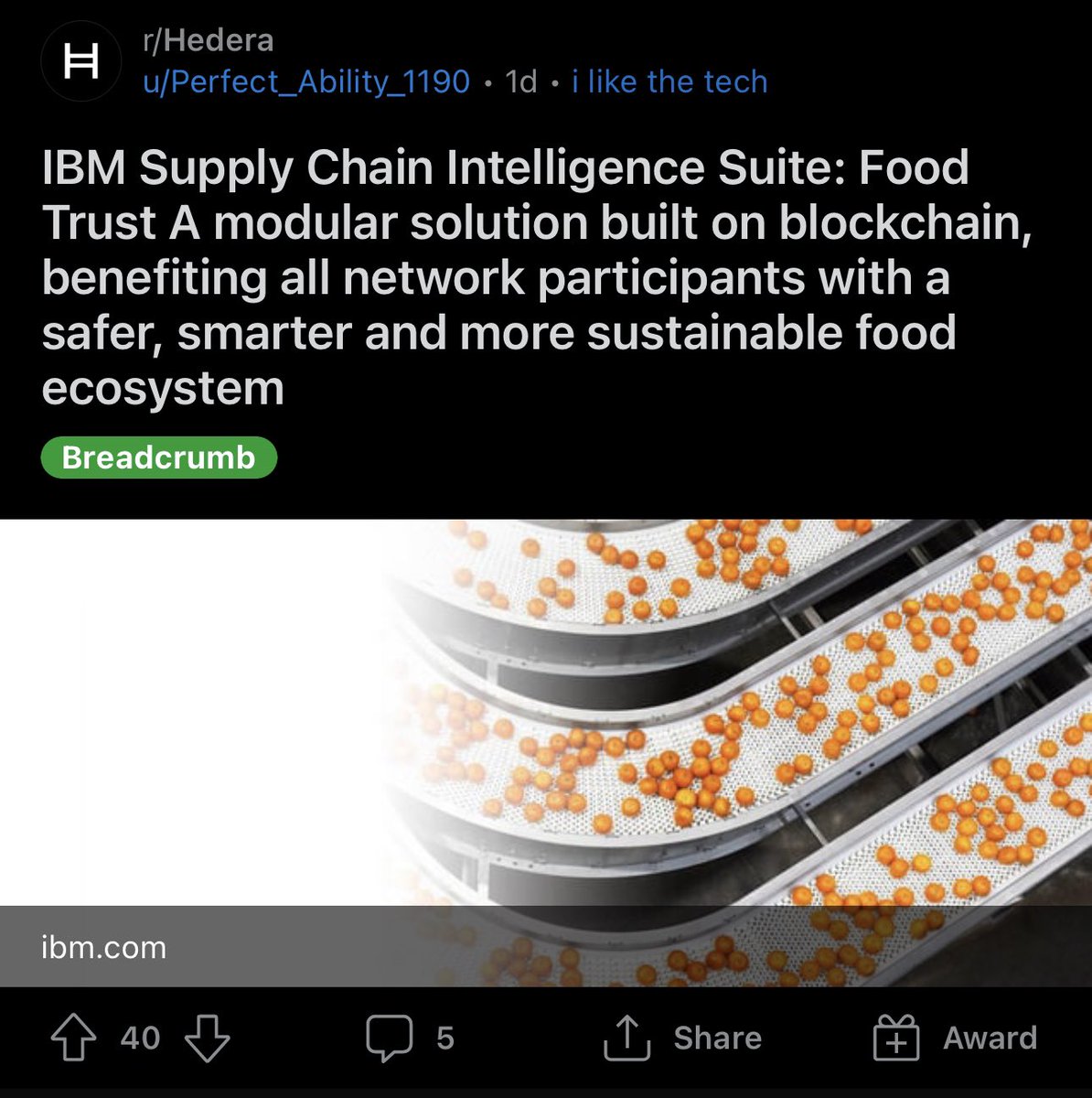 itsbrandond's tweet photo. wow looks like IBM Supply Chain could be using @hedera HCS. there’s some interesting conversation in the reddit thread: https://t.co/gRNoyXssfz

#HBAR https://t.co/i9QsqADbNY
