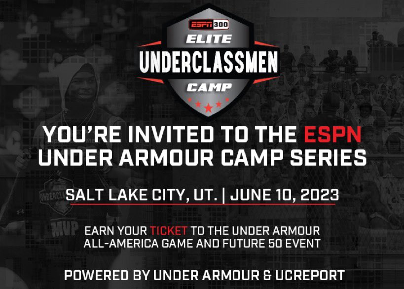 Extremely grateful to be invited to the ESPN 300 Elite Underclassmen camp. Can’t wait to compete in Utah. Thank you <a href="/TheUCReport/">Billy Tucker</a> <a href="/CraigHaubert/">Craig Haubert</a> <a href="/DemetricDWarren/">Demetric D. Warren</a> <a href="/TomLuginbill/">Tom Luginbill 🇺🇸 🏈</a> <a href="/eehowren/">Ernie Howren</a> <a href="/ManogueFB/">Manogue Football</a>