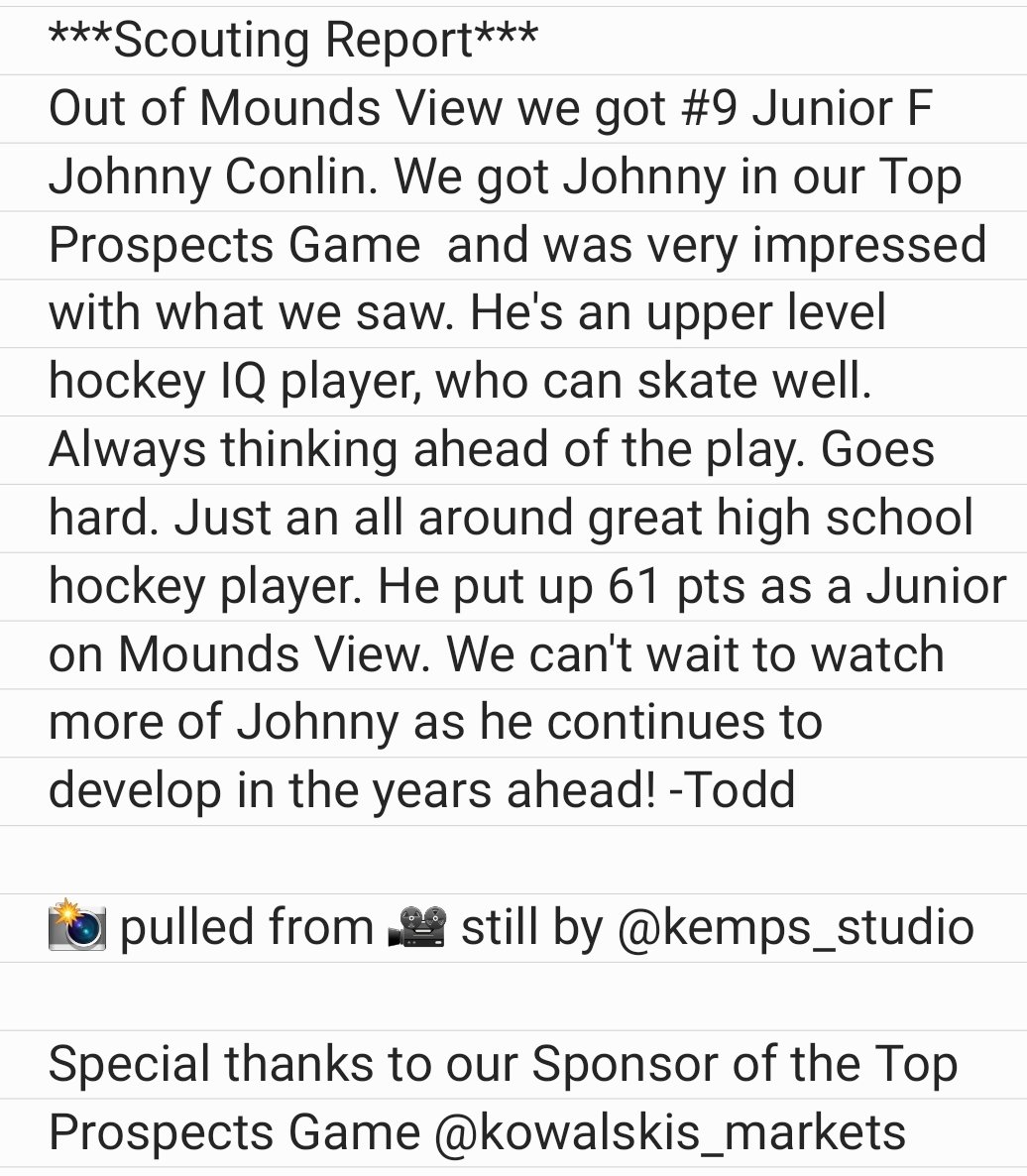 mnhshockeytalk's tweet photo. Johnny Conlin, Mounds View Junior F #9 is on our Players To Watch List! See attached scouting report!
@JohnnyCon9 https://t.co/19hmQd8Zgp