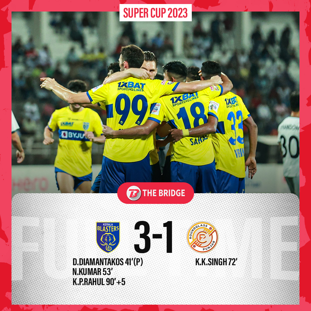 bridge_football's tweet photo. 🕛FULL TIME

Kerala Blasters starts their Super Cup campaign with a win against I-League champions RoundGlass Punjab🔥

#IndianFootball⚽️ #HeroSuperCup #KBFCRGP https://t.co/stSe9FT2wR