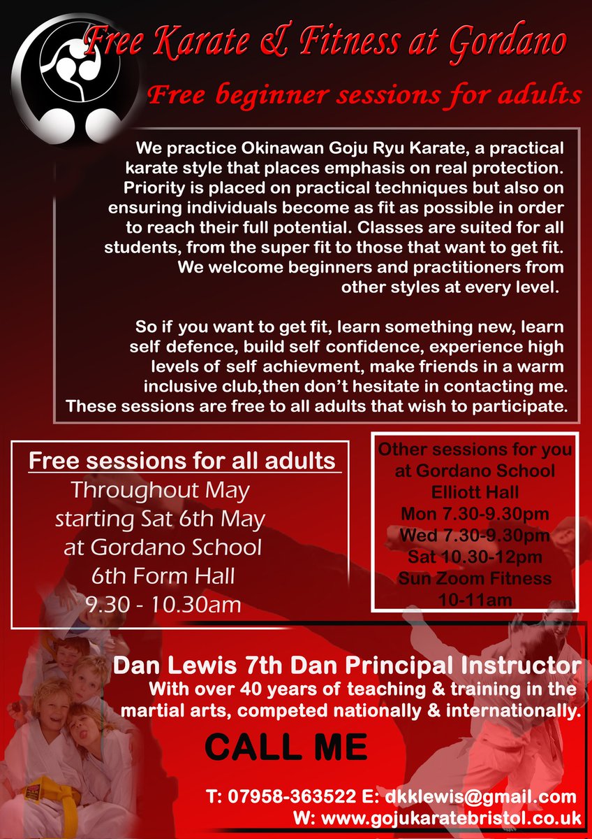 Want to try Karate? There are many sessions to choose from at Gordano. It's open to all adults including beginners, and also from 16+. If you're interested, please contact Dan directly using the details below.