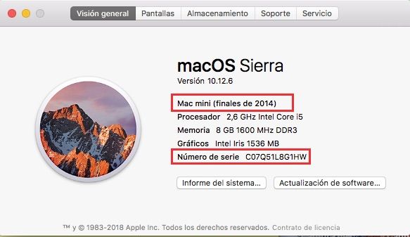 MacServiceBcn's tweet photo. Iniciando el sistema operativo:
1- Ir a Acerca de este Mac () en la barra superior izquierda de la pantalla.
2- En los actuales sistemas operativos de MacOS, aparecerá en la parte inferior de la siguiente ventana:

Con el número de serie:
1- Con

https://t.co/bwsN05kly4 https://t.co/H8DO1isoc1