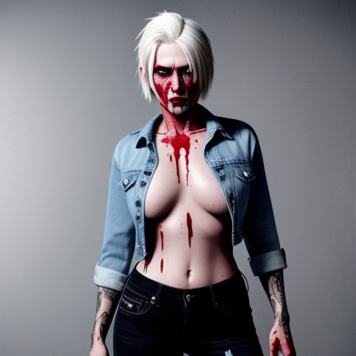 From the cutting room floor on our title character's redesign, the "do it for the Cosplay" edition of Killer Karen's bloody face /  Denim top / jeans combo.