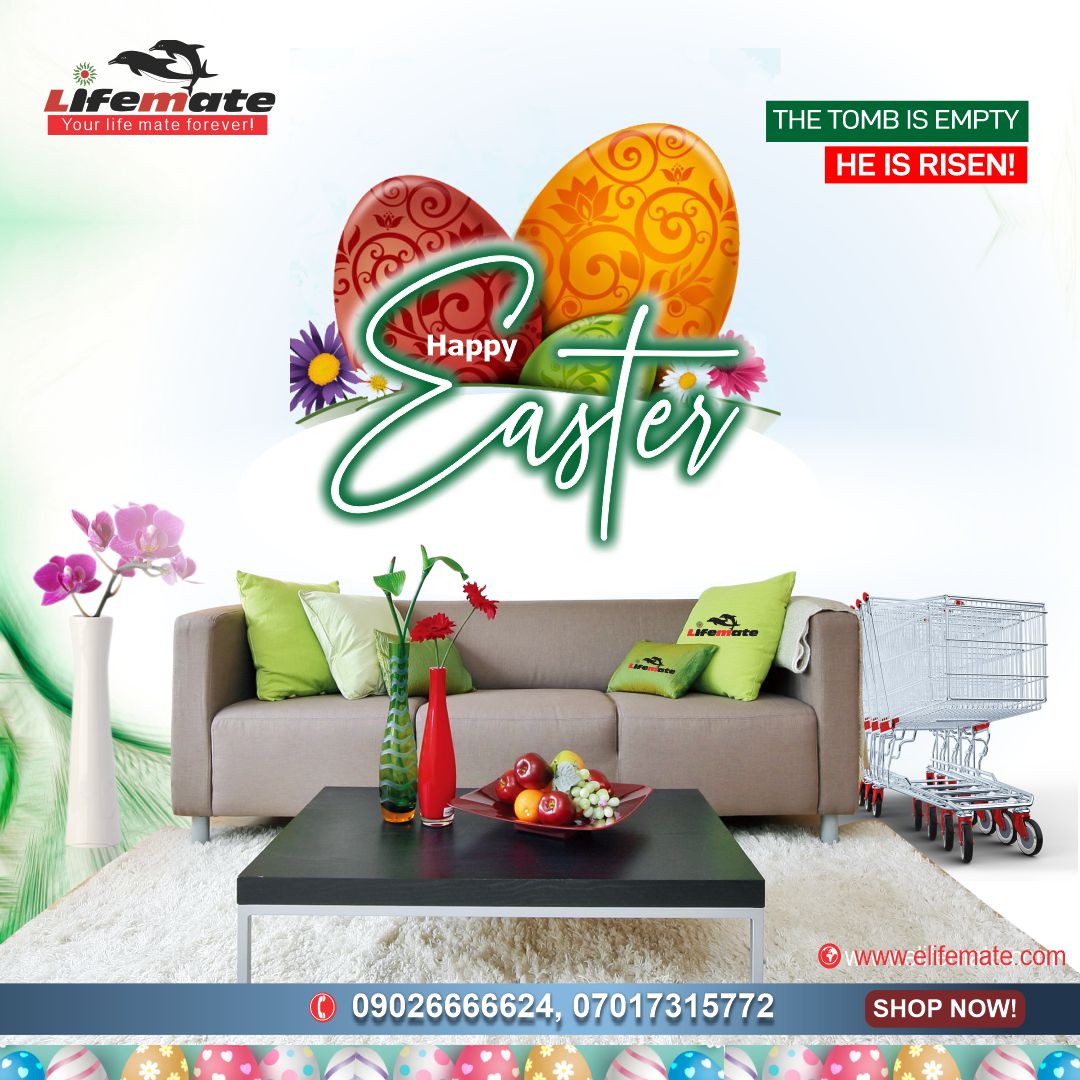It's the Easter season again!
May the blessings of the season always be upon you. We wish you a happy Easter celebration.
#lifematefurniture #Easter #furniture #furnitureinlagos #furnitureinnigeria #furnituredesigns #trending