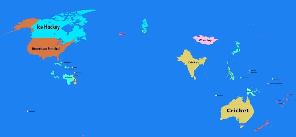 Chatted about this fun map today. It shows only the countries where football (soccer⚽️) isn’t the most popular sport. Source: buff.ly/3zyVf7R