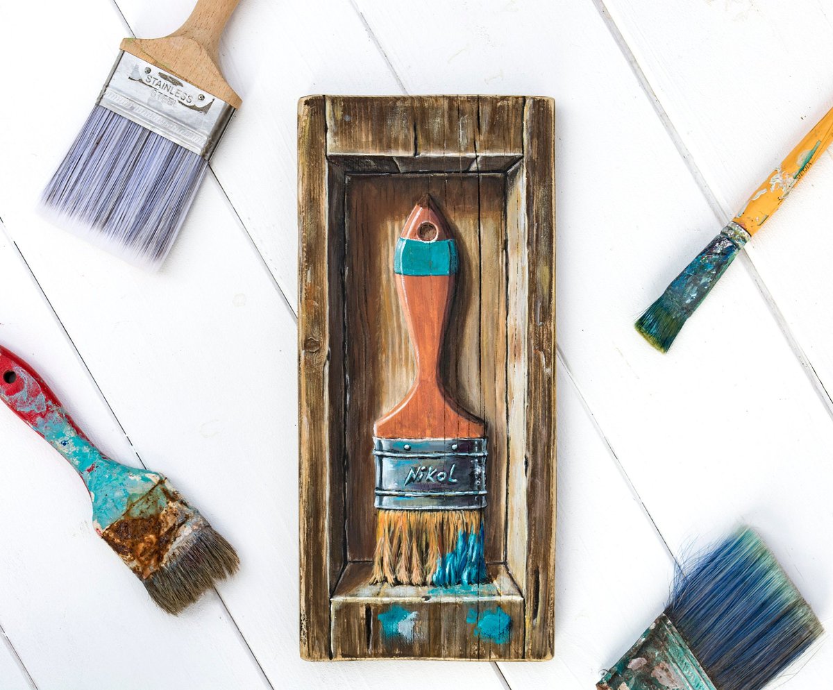 NikolsWorld's tweet photo. Original hyperrealistic acrilyc painting on wood, paintbrush in a wooden box , rustic still life #etsy #stilllife# painting #art https://t.co/Lw4BPAcW5D https://t.co/viFLSBd956