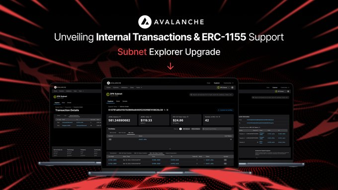 0marina1998's tweet photo. The #Avalanche Subnet Explorer just got even better with the addition of Internal Transactions and ERC-1155 tokens support.
https://t.co/ar2mvqosKA
#Avalanche #Blockchain #ERC1155 #InternalTransactions #AVAX $AVAX https://t.co/RTL0uxWCkn