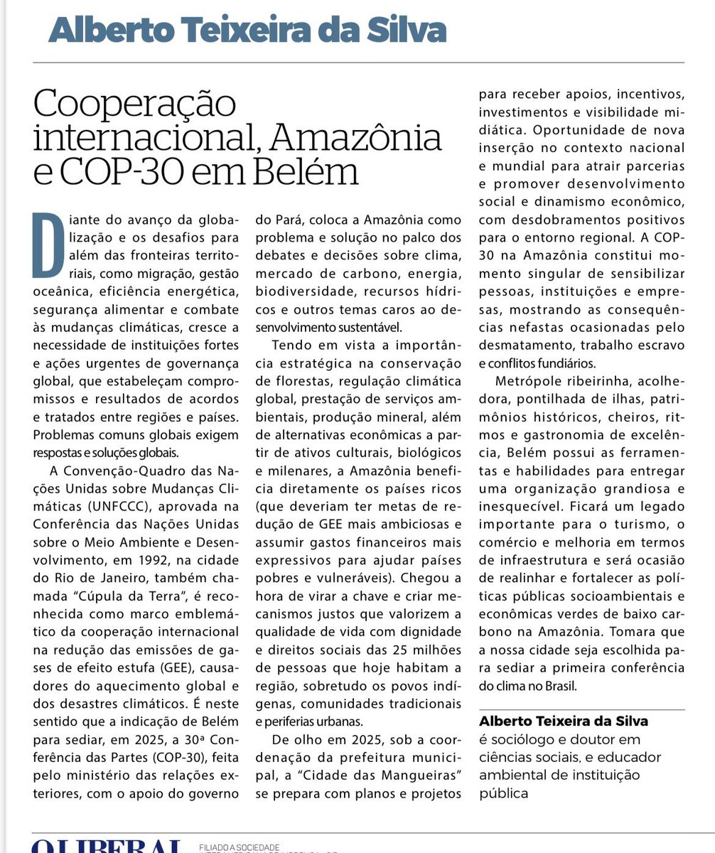 Belém rumo à COP-30, eu apoio.