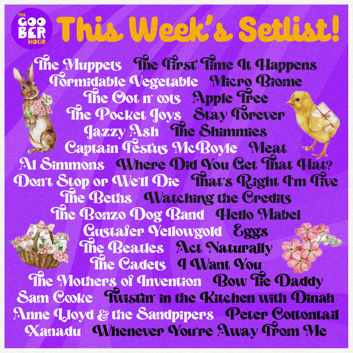 We’re springing into tunes new and old on today’s show - plus some classic Easter jams, all mixed in with some nostalgic novelty. 🌸

Listen here:
thegooberhour.com/2023/04/feels-…
