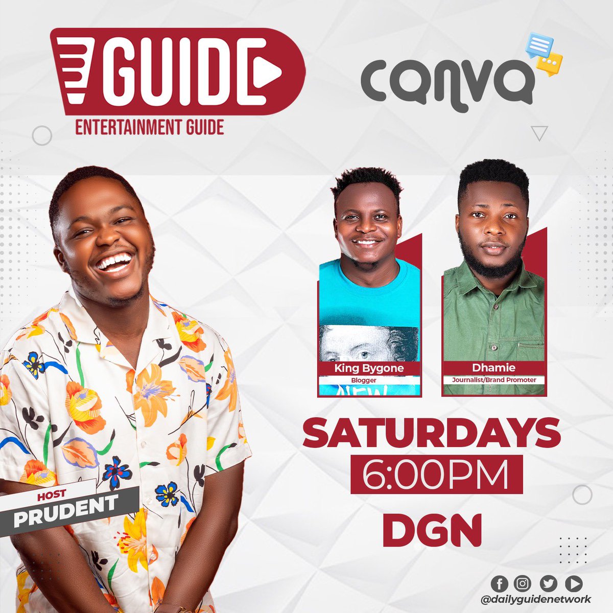 prudenthimself's tweet image. I’m hosting the rap goddess @eno_barony and my brothers @KingBygone & @onlydhamie_ on the show today.
#DailyGuideNetwork #eguide #enobarony #prudenthimself #24thVGMA