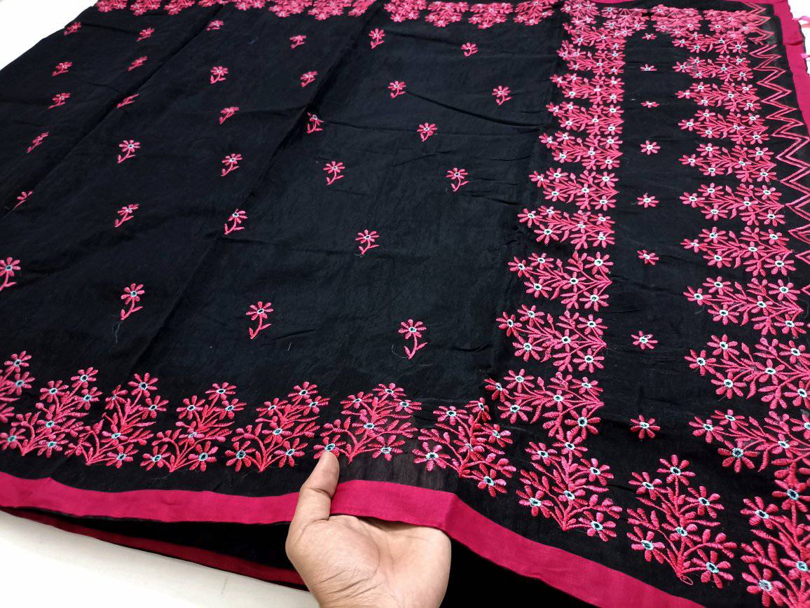 Best Quality Half  Silk Embroidery Sharee - 12.5 Hat Tangail Sharee