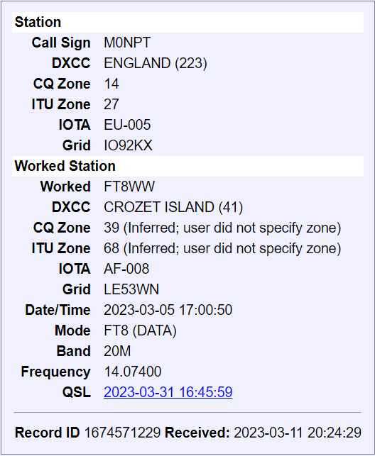 M0NPT's tweet photo. that's a new DXCC confirmed #FT8WW #hamr 😍😍 @crozet2022 thanks for the QSO https://t.co/nkJt0jWFdi