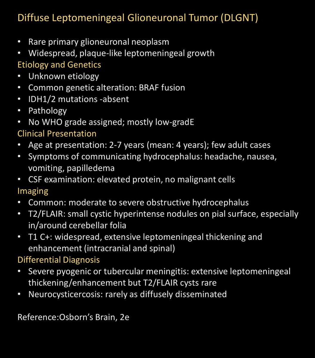 ramandoc's tweet photo. 🧠 Child w/ subpial cysts + meningeal enhancement and hydrocephalus ?
🤔 racemose NCC,?TB? No!‼️
Don't forget the dreadful 💥 diffuse leptomeningeal glioneuronal tumor! ✅
#PediatricNeuro
#radtwitter #Radres #foamrad #Rarecases #Neurorad #neurology #pathology https://t.co/e2BzWiAfzQ