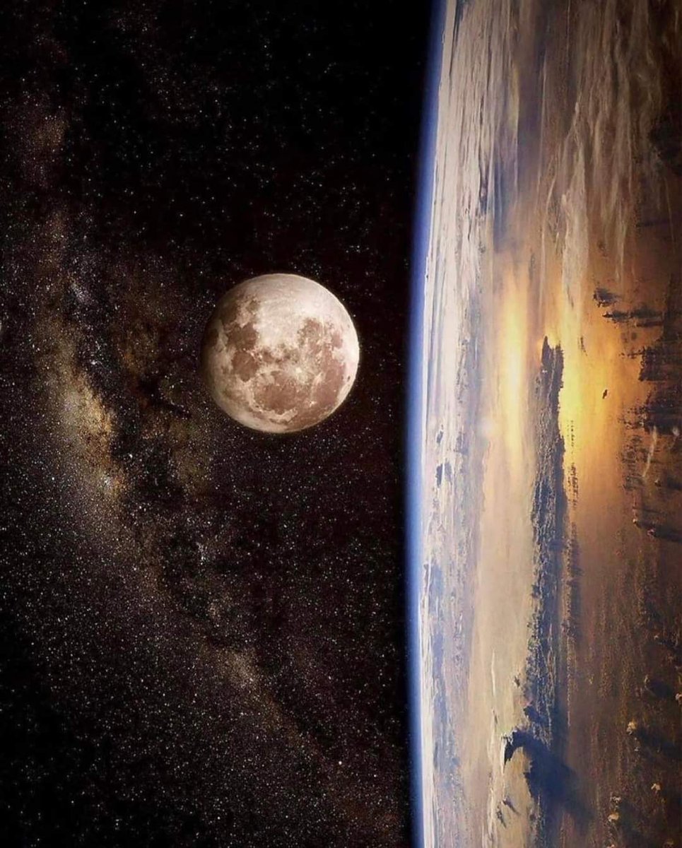 The Earth, The Moon, and The Milky Way Galaxy.