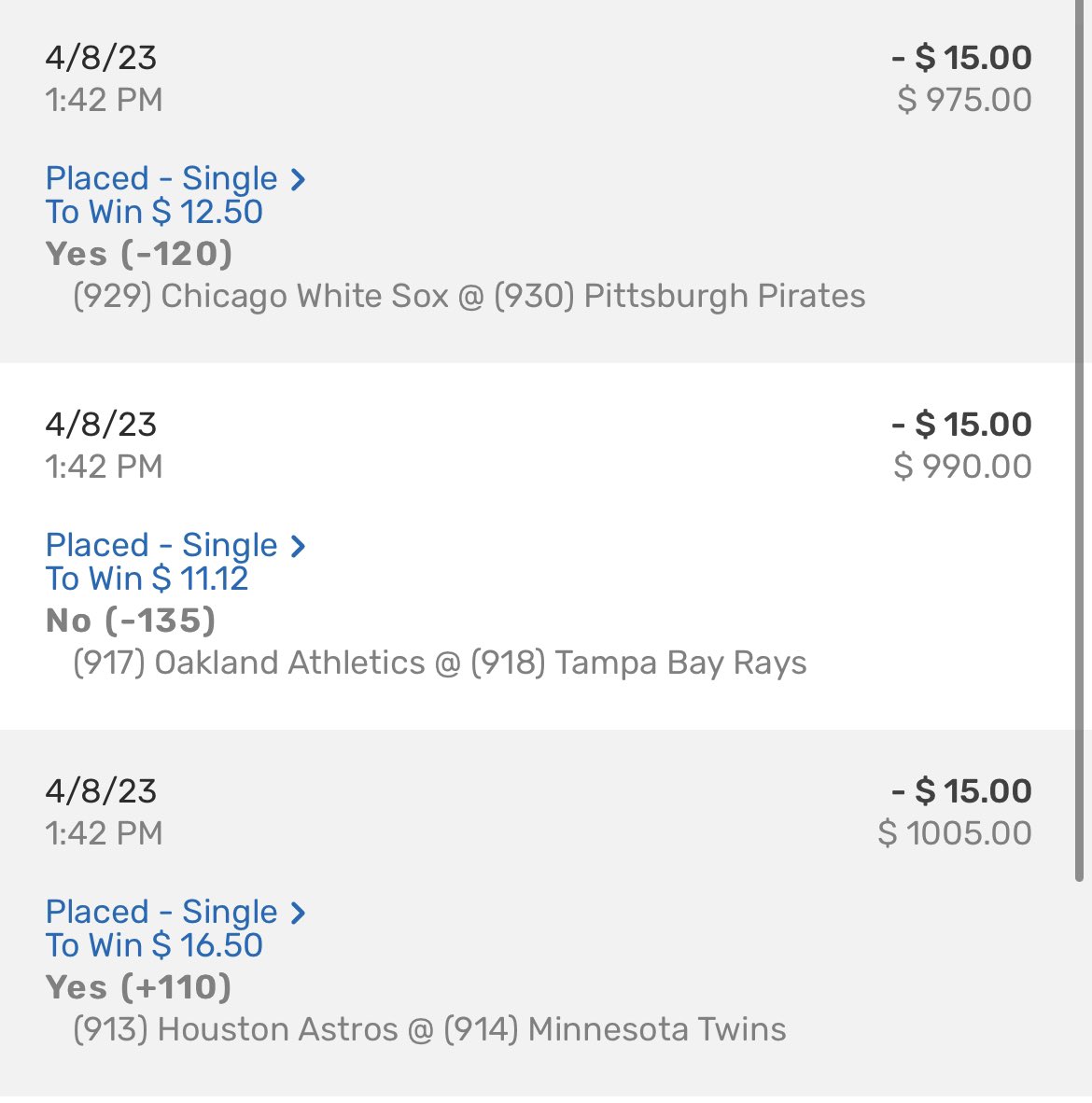 boss04_'s tweet photo. 1. First Inning Runs.
2. Bases plays.

Please bet responsibly. https://t.co/AfPynF9SW9