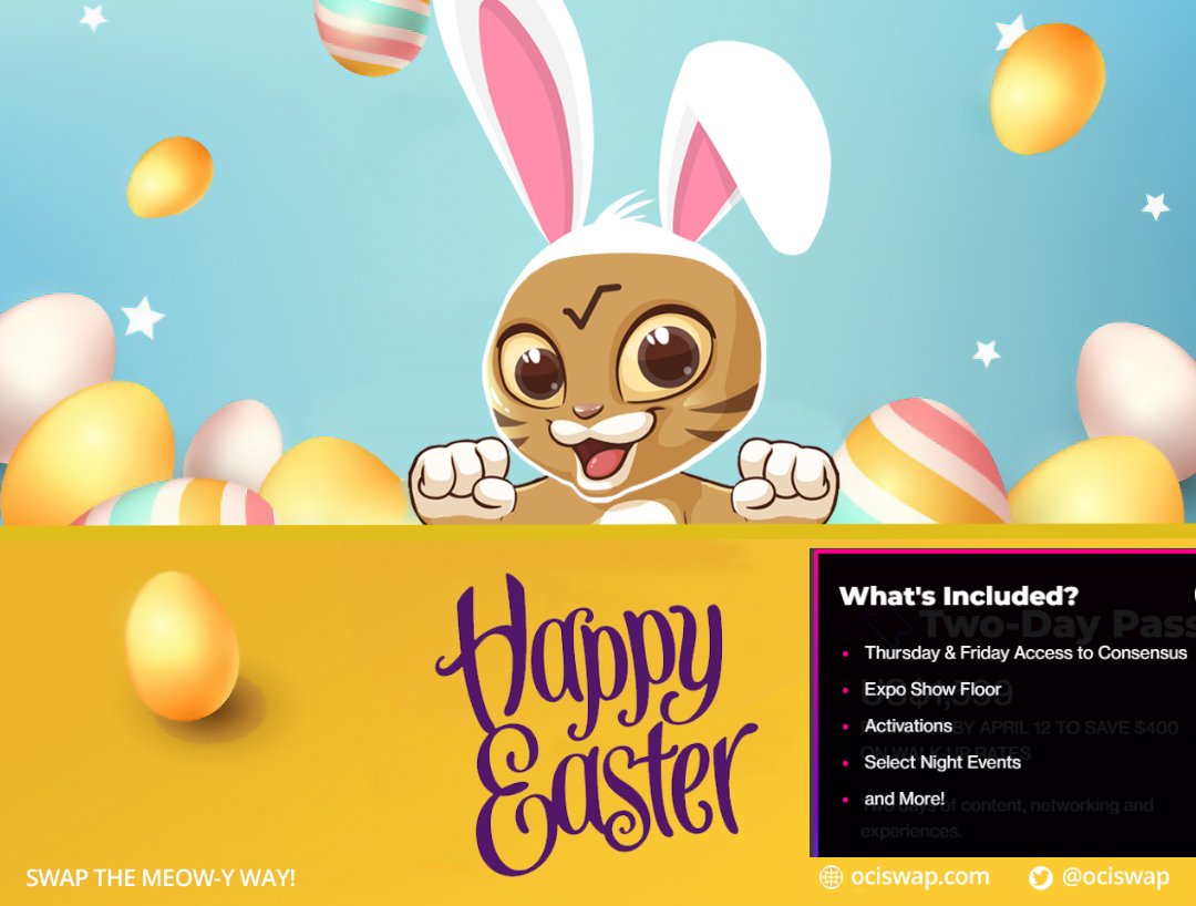 Today is Easter &amp; my birthday.
For this special day it's time to do a giveaway for the 1st time! 💛

🔥 Everyone who likes &amp; retweets this Tweet today is in the draw to win 1x "Two-Day Pass" (April 27-28) to <a href="/consensus2023/">#Consensus2023</a> in Austin!

Maybe we'll see us there $OCI 🫶 #XRD fam 🎇